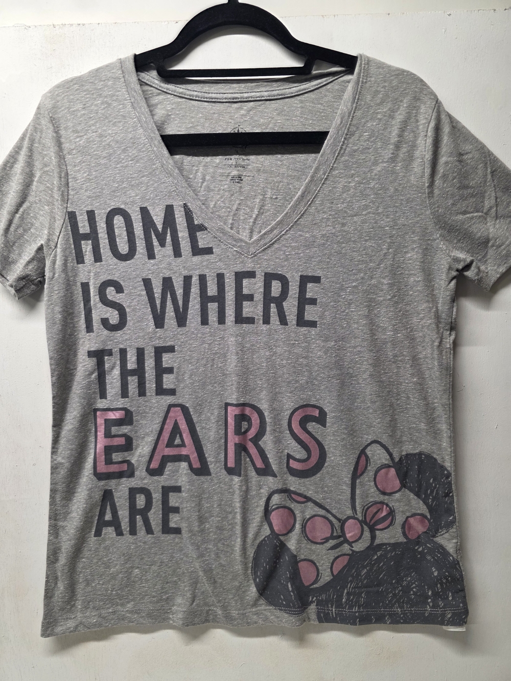 Disney - Home is Where The Ears are - Womens Size Small Gray Tshirt